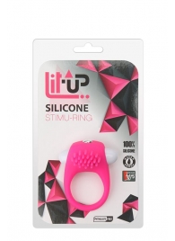 Розовое эрекционное кольцо с щеточкой LIT-UP SILICONE STIMU RING 5 - Dream Toys - в Ачинске купить с доставкой