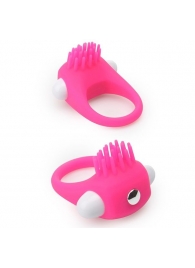 Розовое эрекционное кольцо с щеточкой LIT-UP SILICONE STIMU RING 5 - Dream Toys - в Ачинске купить с доставкой