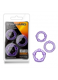 Набор из 3 фиолетовых эрекционных колец Stay Hard Beaded Cockrings - Blush Novelties - в Ачинске купить с доставкой