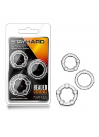 Набор из 3 прозрачных эрекционных колец Stay Hard Beaded Cockrings - Blush Novelties - в Ачинске купить с доставкой