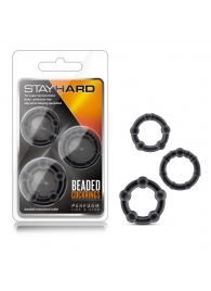 Набор из 3 чёрных эрекционных колец Stay Hard Beaded Cockrings - Blush Novelties - в Ачинске купить с доставкой