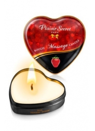 Массажная свеча с ароматом клубники Bougie Massage Candle - 35 мл. - Plaisir Secret - купить с доставкой в Ачинске