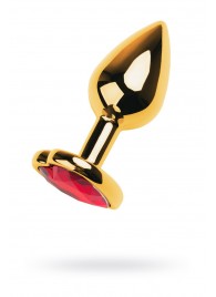 Золотистая анальная пробка с кристаллом-сердцем - 7,5 см. - ToyFa - купить с доставкой в Ачинске