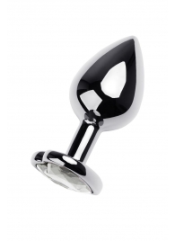 Серебристая анальная пробка с прозрачным кристаллом-сердцем - 8 см. - ToyFa - купить с доставкой в Ачинске