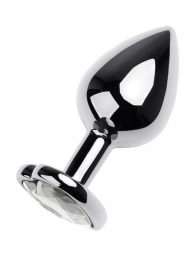 Серебристая анальная пробка с прозрачным кристаллом-сердцем - 8 см. - ToyFa - купить с доставкой в Ачинске