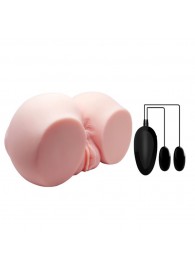 Телесный мастурбатор с двумя любовными тоннелями и вибрацией - Baile - в Ачинске купить с доставкой