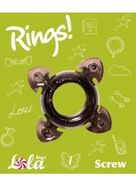 Чёрное эрекционное кольцо Rings Screw - Lola Games - в Ачинске купить с доставкой