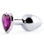 Серебристая анальная пробка с фиолетовым кристаллом-сердечком - 8 см. - Anal Jewelry Plug - купить с доставкой в Ачинске