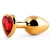 Золотистая анальная пробка с красным стразом-сердечком - 8 см. - Anal Jewelry Plug - купить с доставкой в Ачинске