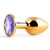 Золотистая анальная пробка с фиолетовым стразом - 7,2 см. - Anal Jewelry Plug - купить с доставкой в Ачинске