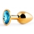 Золотистая анальная пробка с голубым стразом - 7,2 см. - Anal Jewelry Plug - купить с доставкой в Ачинске