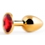 Золотистая анальная пробка с красным стразом - 7,2 см. - Anal Jewelry Plug - купить с доставкой в Ачинске