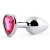 Серебристая анальная пробка с розовым кристаллом-сердечком - 7 см. - Anal Jewelry Plug - купить с доставкой в Ачинске
