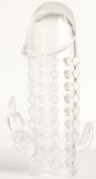 Гелевая прозрачная насадка с 2 отростками - 13 см. - Toyfa Basic - в Ачинске купить с доставкой