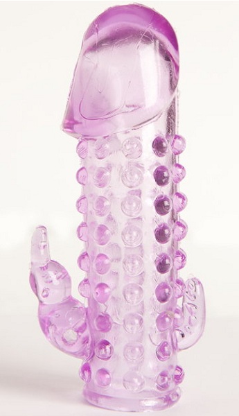 Закрытая фиолетовая насадка с 2 отростками - 13 см. - Toyfa Basic - в Ачинске купить с доставкой