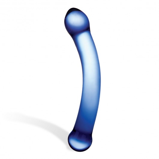 Синий изогнутый фаллоимитатор Curved G-Spot Glass Dildo - 16 см. - Glas