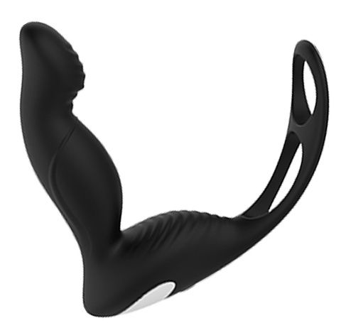 Черный вибромассажер простаты P-PLEASER W ERECTION ENHANCE - Dream Toys - в Ачинске купить с доставкой