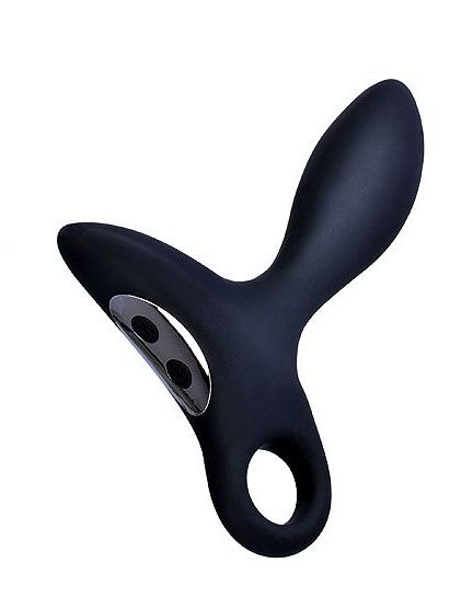 Черный силиконовый анальный вибромассажер Erokey с колечком-ограничителем - Erokay - в Ачинске купить с доставкой