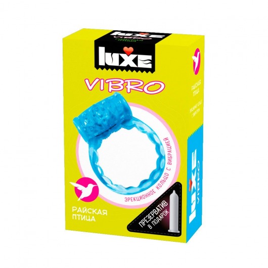 Голубое эрекционное виброкольцо Luxe VIBRO  Райская птица  + презерватив - Luxe - в Ачинске купить с доставкой