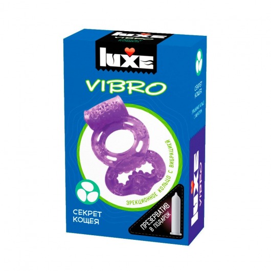 Фиолетовое эрекционное виброкольцо Luxe VIBRO  Секрет Кощея  + презерватив - Luxe - в Ачинске купить с доставкой