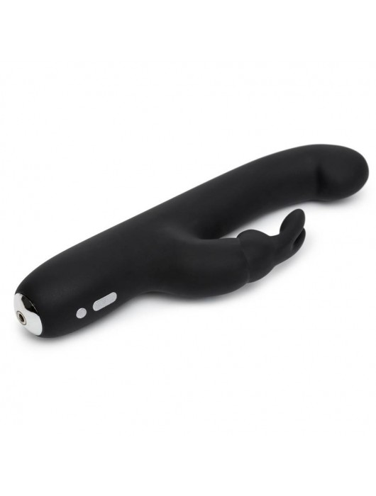 Чёрный вибратор Slimline G-Spot Rechargeable Rabbit Vibrator - 24,1 см. - Happy Rabbit
