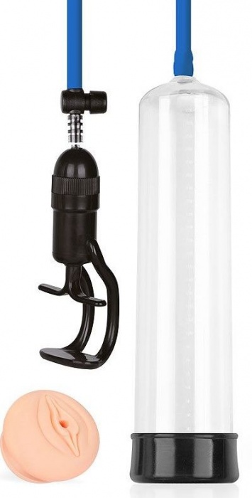 Прозрачная вакуумная помпа Sex Expert с насадкой-вагиной - Sex Expert - в Ачинске купить с доставкой