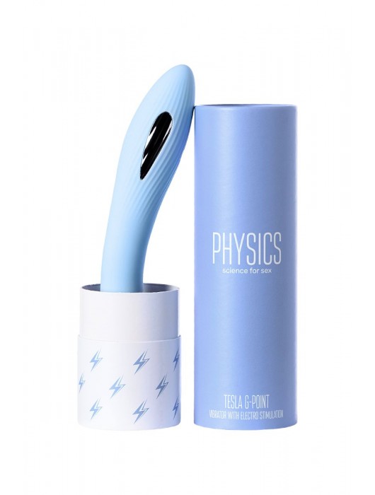 Голубой силиконовый вибратор с электростимуляцией TESLA G-POINT - 21 см. - ToyFa - купить с доставкой в Ачинске