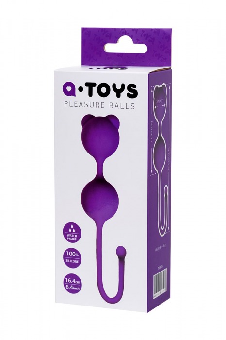 Фиолетовые вагинальные шарики A-Toys с ушками - A-toys