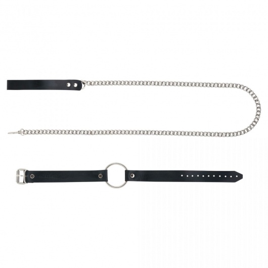 Черный поводок и чокер с кольцом Rada - Rebelts - купить с доставкой в Ачинске