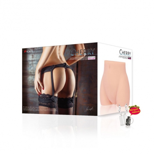 Мастурбатор-полуторс Cherry с вибрацией и двумя любовными тоннелями - KOKOS - в Ачинске купить с доставкой