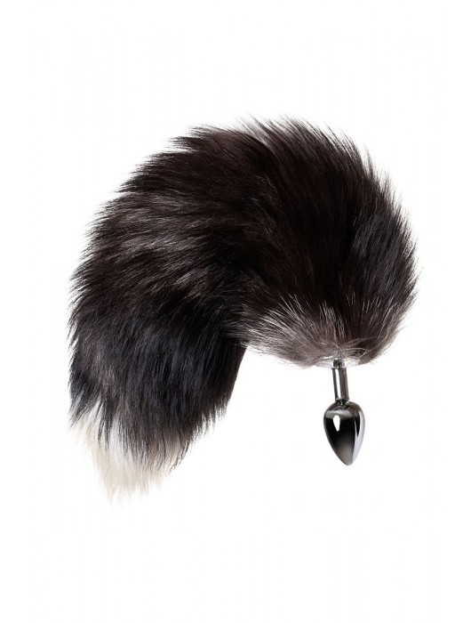 Серебристая металлическая анальная втулка с хвостом чернобурой лисы - размер S - ToyFa - купить с доставкой в Ачинске