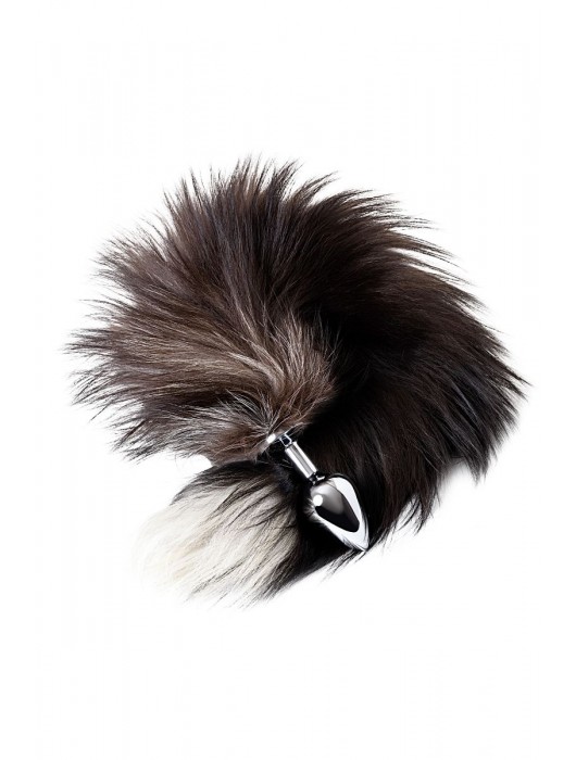 Серебристая металлическая анальная втулка с хвостом чернобурой лисы - размер S - ToyFa - купить с доставкой в Ачинске