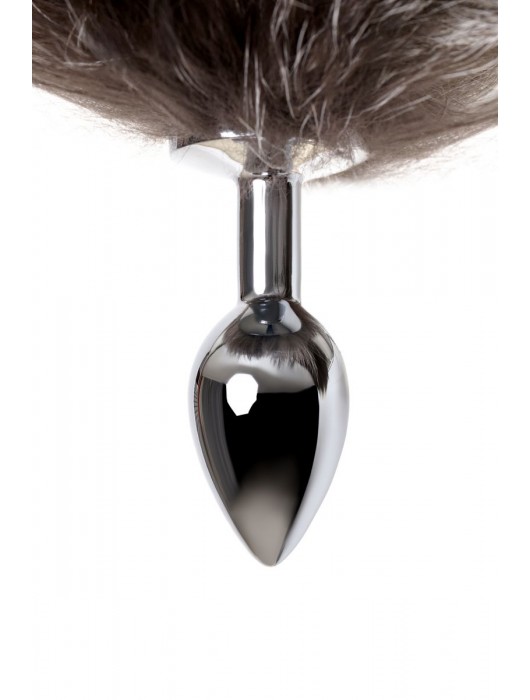 Серебристая металлическая анальная втулка с хвостом чернобурой лисы - размер S - ToyFa - купить с доставкой в Ачинске