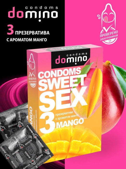 Презервативы для орального секса DOMINO Sweet Sex с ароматом манго - 3 шт. - Domino - купить с доставкой в Ачинске