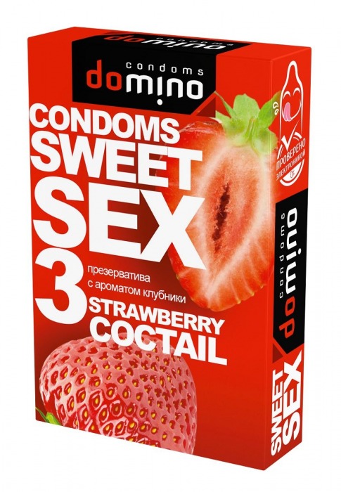 Презервативы для орального секса DOMINO Sweet Sex с ароматом клубничного коктейля  - 3 шт. - Domino - купить с доставкой в Ачинске