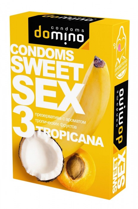 Презервативы для орального секса DOMINO Sweet Sex с ароматом тропических фруктов - 3 шт. - Domino - купить с доставкой в Ачинске