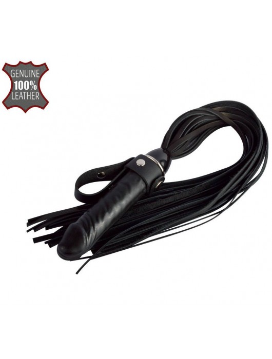 Черная плеть  Ковбой  с ручкой-фаллосом - 55 см. - Sitabella - купить с доставкой в Ачинске