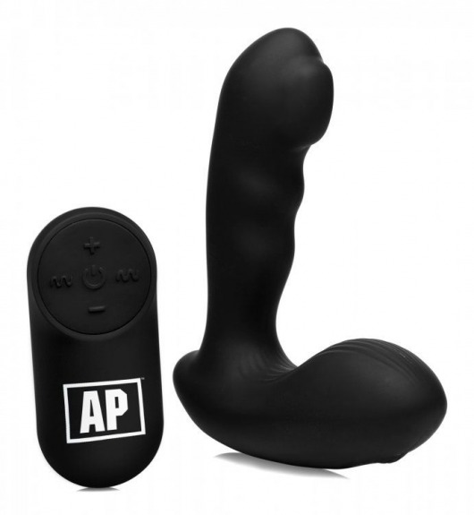 Черный стимулятор простаты Alpha-Pro 7X P-Milker Silicone Prostate Stimulator with Milking Bead - XR Brands - в Ачинске купить с доставкой