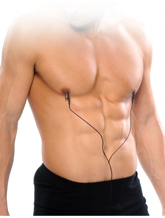 Черные электрические зажимы для сосков Shock Therapy Nipple Clamps - Pipedream - купить с доставкой в Ачинске