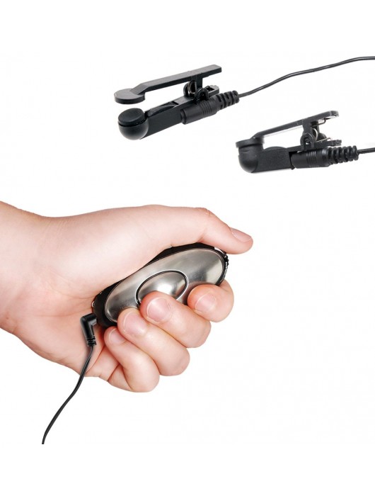 Черные электрические зажимы для сосков Shock Therapy Nipple Clamps - Pipedream - купить с доставкой в Ачинске