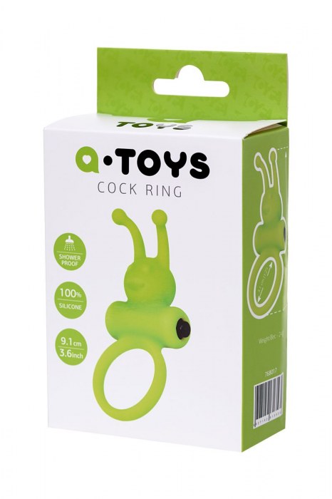 Зеленое эрекционное виброкольцо на пенис Cock Ring - A-toys - в Ачинске купить с доставкой