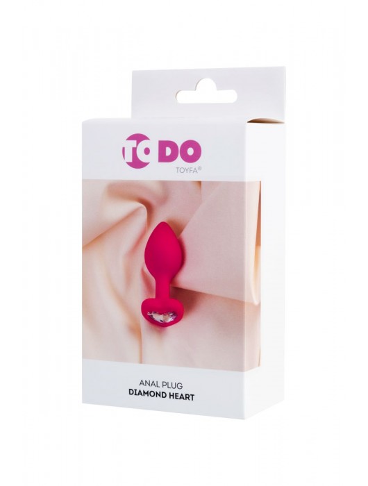 Розовая анальная втулка Diamond Heart с прозрачным кристаллом - 7 см. - ToyFa - купить с доставкой в Ачинске