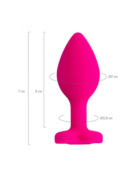 Розовая анальная втулка Diamond Heart с прозрачным кристаллом - 7 см. - ToyFa - купить с доставкой в Ачинске