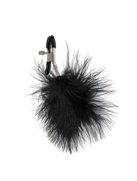 Зажимы на соски с черным пухом Euphoric - Lola Games - купить с доставкой в Ачинске