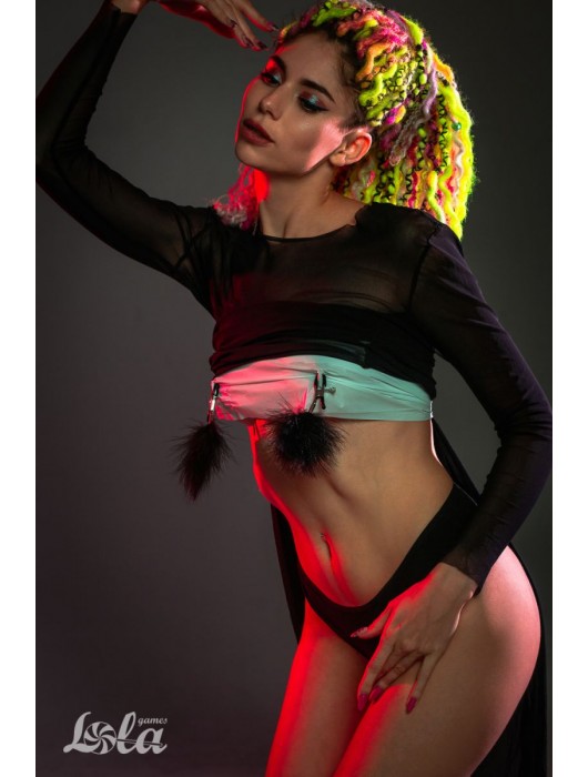 Зажимы на соски с черным пухом Euphoric - Lola Games - купить с доставкой в Ачинске