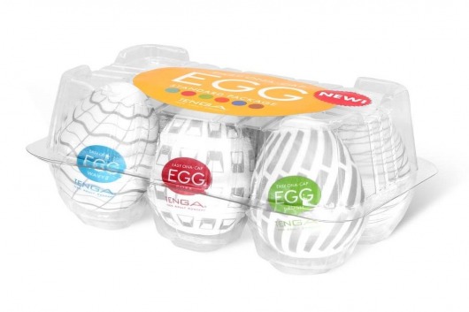 Набор из 6 мастурбаторов Tenga EGG Easy Beat с различным рельефом - Tenga - в Ачинске купить с доставкой