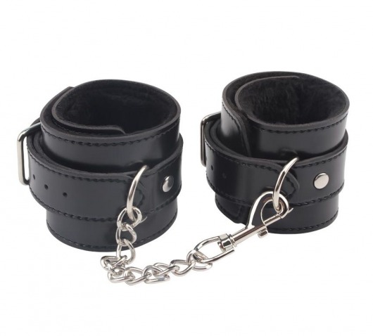 Черные оковы на ноги Obey Me Leather Ankle Cuffs - Chisa - купить с доставкой в Ачинске