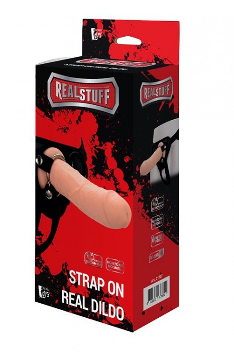 Черные трусики с телесной насадкой STRAP ON REAL DILDO - 21 см. - Dream Toys - купить с доставкой в Ачинске