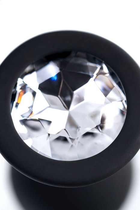 Черная анальная втулка с прозрачным стразом - 7,2 см. - POPO Pleasure - купить с доставкой в Ачинске