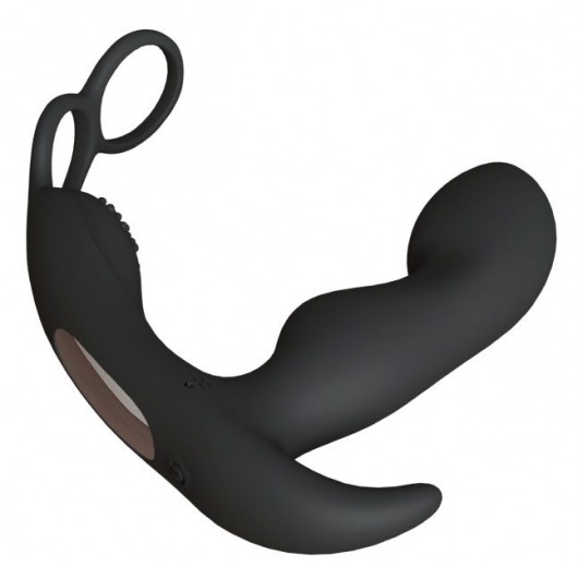 Черный вибромассажер простаты Taurus с эрекционным кольцом - Le Frivole - в Ачинске купить с доставкой